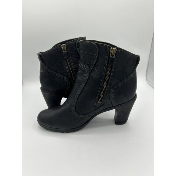 Timberland Black Leather Heeled Ankle Motorcycle Riding Dress Boots Size 6 - Picture 5 of 9